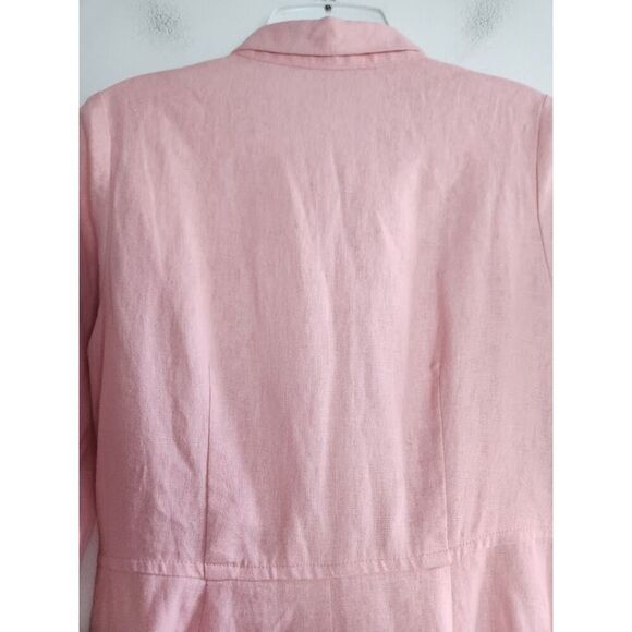 AND Women Pink A-Line Button Down Shirt A-Line Linen Blend Dress size 8 - Picture 6 of 10
